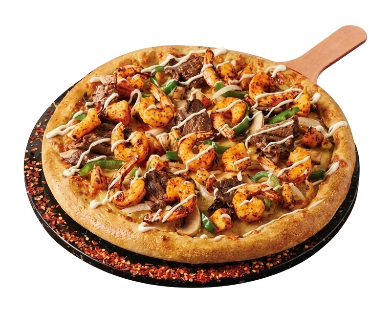 Signature Shrimbul Pizza with shrimp and bulgogi in Royal Vista, northwest Calgary - Pizza Maru & Katsuya - Royal Oak